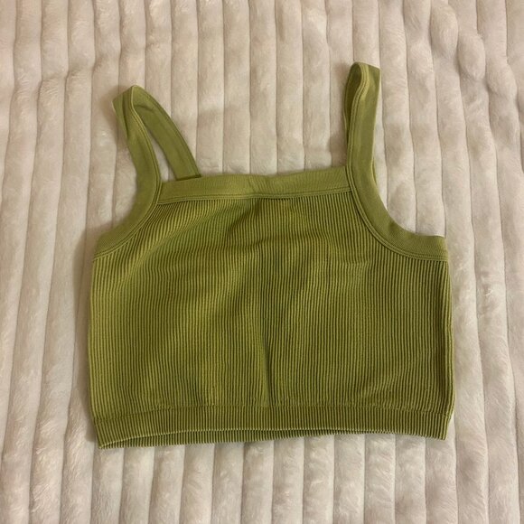 💚 Cotton:On Soft Sage Green Bamboo Crop Tank Top - Picture 1 of 3
